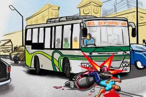 बाजपुर: टूरिस्ट बस की टक्कर से बाइक सवार की मौत