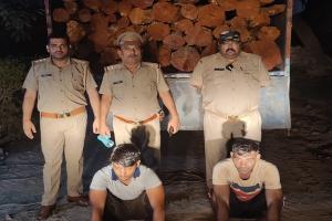मुरादाबाद : 20 लाख रुपए की खैर की लकड़ी के साथ दो गिरफ्तार, हरियाणा से बिहार लेकर जा रहे थे लकड़ी