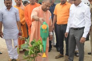 गोरखपुर: विश्व पर्यावरण दिवस पर गोरखनाथ मंदिर की गोशाला में मुख्यमंत्री ने किया पौधरोपण