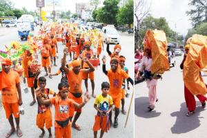 बरेली: शहर भर में शिव भक्ति की धूम, नाचते-गाते सड़कों पर गुजरा कांवड़ियों का जत्था