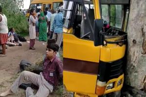 रायबरेली: बच्चों से भरी स्कूल बस को टैंकर ने मारी टक्कर, बीस घायल, छह की हालत गंभीर