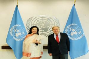 यूएनएससी की अध्यक्षता से पहले गुटेरस से मिलीं रुचिरा कंबोज, भारत की प्राथमिकताओं पर की चर्चा
