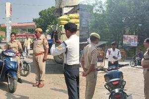 यातायात माह : दूसरे दिन तीन पुलिस कांस्टेबल का कटा चालान