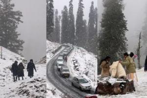 कश्मीर घाटी में हिमपात का दौर जारी, ज्यादातर स्थानों पर तापमान शून्य से नीचे 