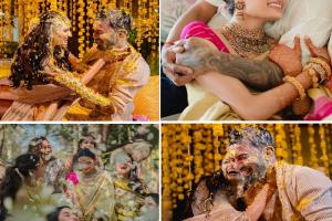 Athiya-KL Rahul Wedding Photos : झुकी पलकें, चेहरे पर मुस्कान...पति KL राहुल की बाहों में नजर आईं अथिया शेट्टी