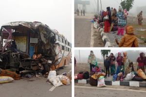 Lucknow Agra Expressway पर Unnao में डीसीएम से टकराई डबल डेकर बस, चार की मौत, दर्जन भर घायल