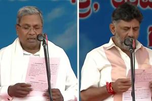 Karnataka CM Swearing-In Ceremony: सिद्धारमैया CM तो शिवकुमार ने डिप्टी CM पद की ली शपथ, बेंगलुरु में स्टालिन, ममता, नीतीश और अखिलेश समेत कई विपक्षी नेता