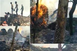 प्रयागराज : हरिजन बस्ती में लगी आग, कई घरों की गृहस्थी हुई जलकर राख