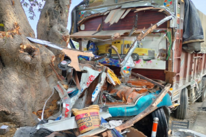Sultanpur Accident : पेड़ से टकराया बेकाबू ट्रक, चालक की मौत 