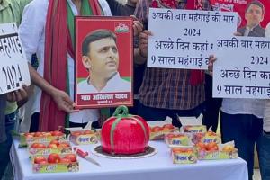 Akhilesh Yadav Birthday: अखिलेश यादव के जन्मदिन पर सपा कार्यकर्ताओं ने काटा टमाटर जैसा केक