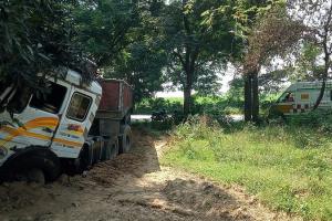 संभल: नीलगाय को बचाने के प्रयास में पेड़ से टकराया ट्रक, चालक घायल 