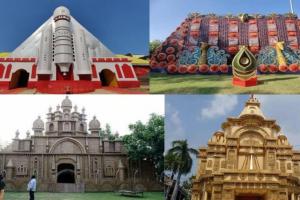 प्रयागराज: दुर्गा पूजा पंडालों में दिखी चंद्रयान और अयोध्या राम मंदिर की झलक