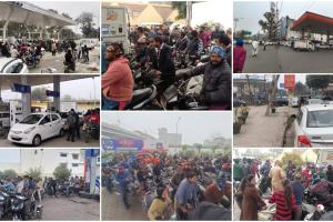 ट्रक चालकों का प्रदर्शन: पंजाब में ईंधन की कमी की आशंका के बीच पेट्रोल पंप पर लोगों की उमड़ी भीड़
