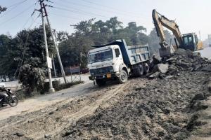 रुद्रपुर: जी-20 के दौरान बना राष्ट्रीय मार्ग एक बार फिर उखड़ा